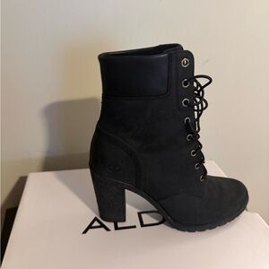 Black timberland Heeled Lace-Up Boots